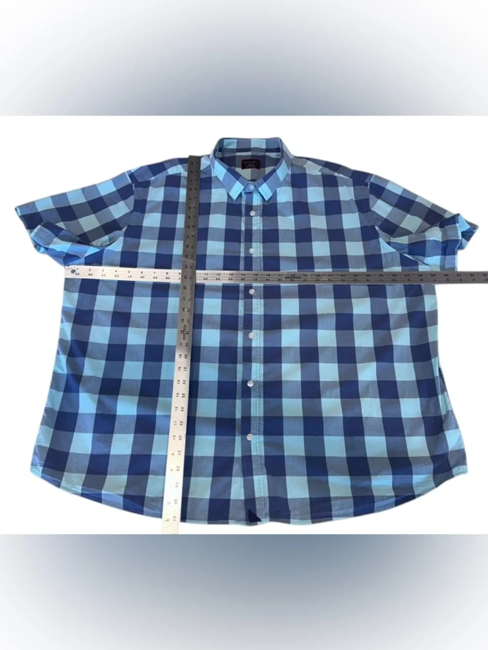UNTUCKit Mens Classic Fit Shirt Cotton Blue Plaid Short Sleeve Button Up Sz 3XL - Picture 4 of 4